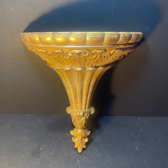 Vintage Burwood Wall Pocket Vase Gold Gilt Hollywood Regency MCM12-1/2” Tall - Picture 1 of 7